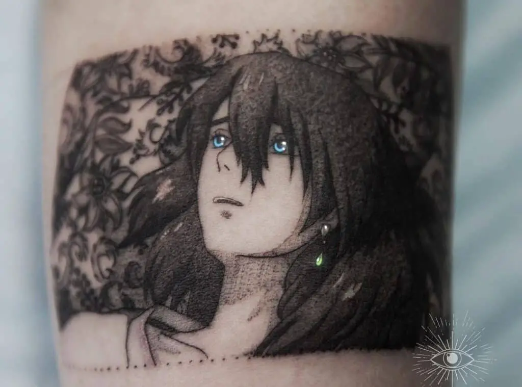 tattoo of howl staring thoughtfully