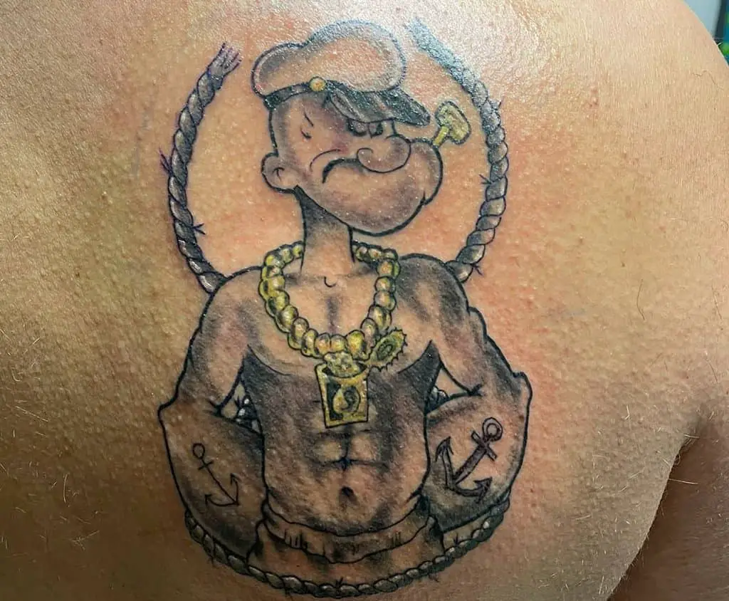 Popeye sailor with a gold chain 