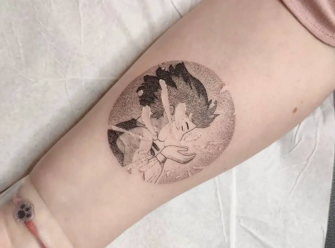 Calcifer and Howl color tattoo