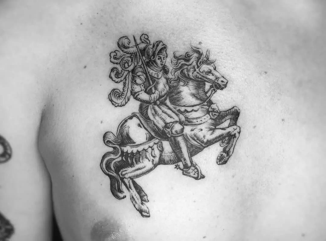 Tattoo of a knight on a horse