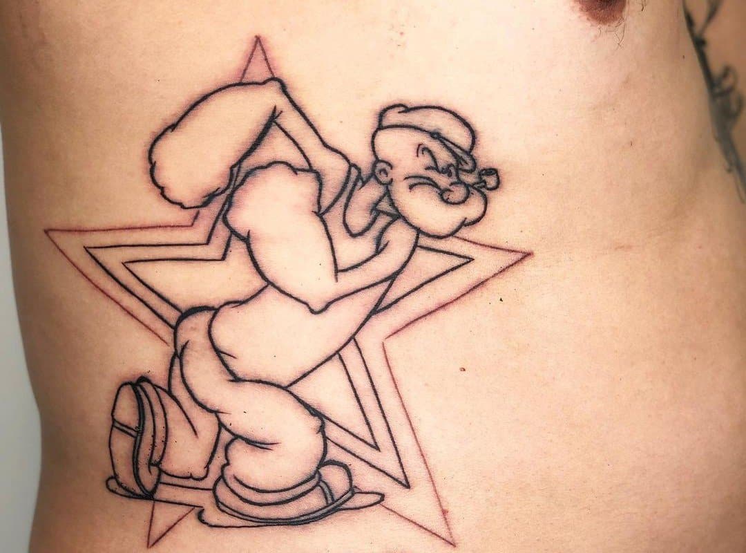 sailor popeye tattoo on the background of a star
