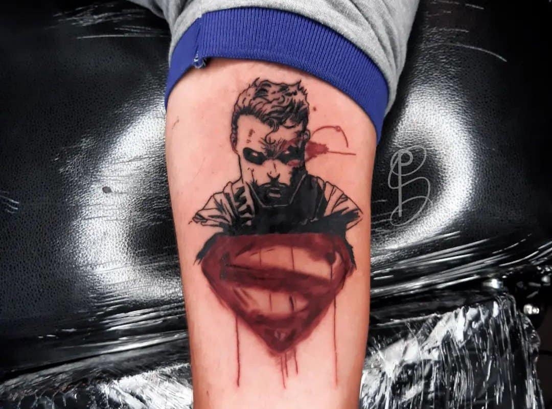 superman bloody logo tattoo