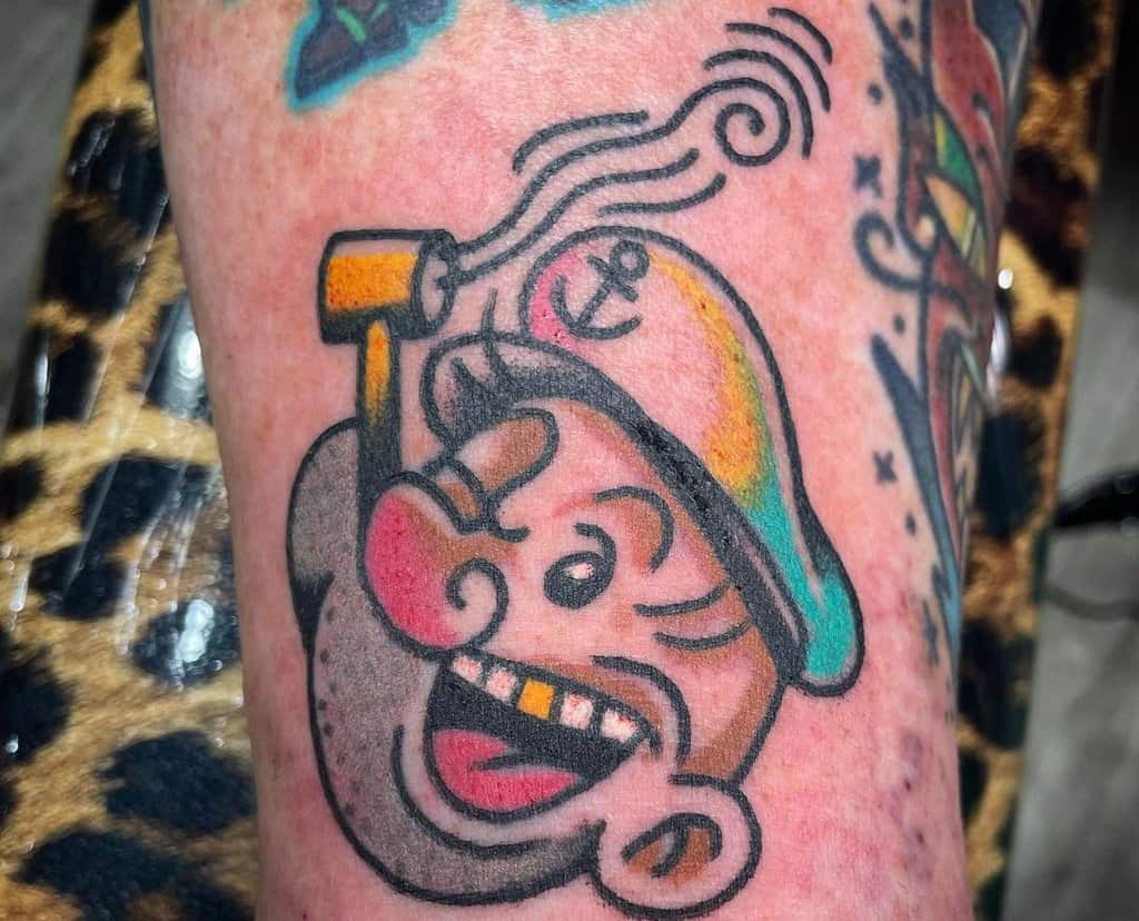 Smiling Sailor Popeye Tattoo