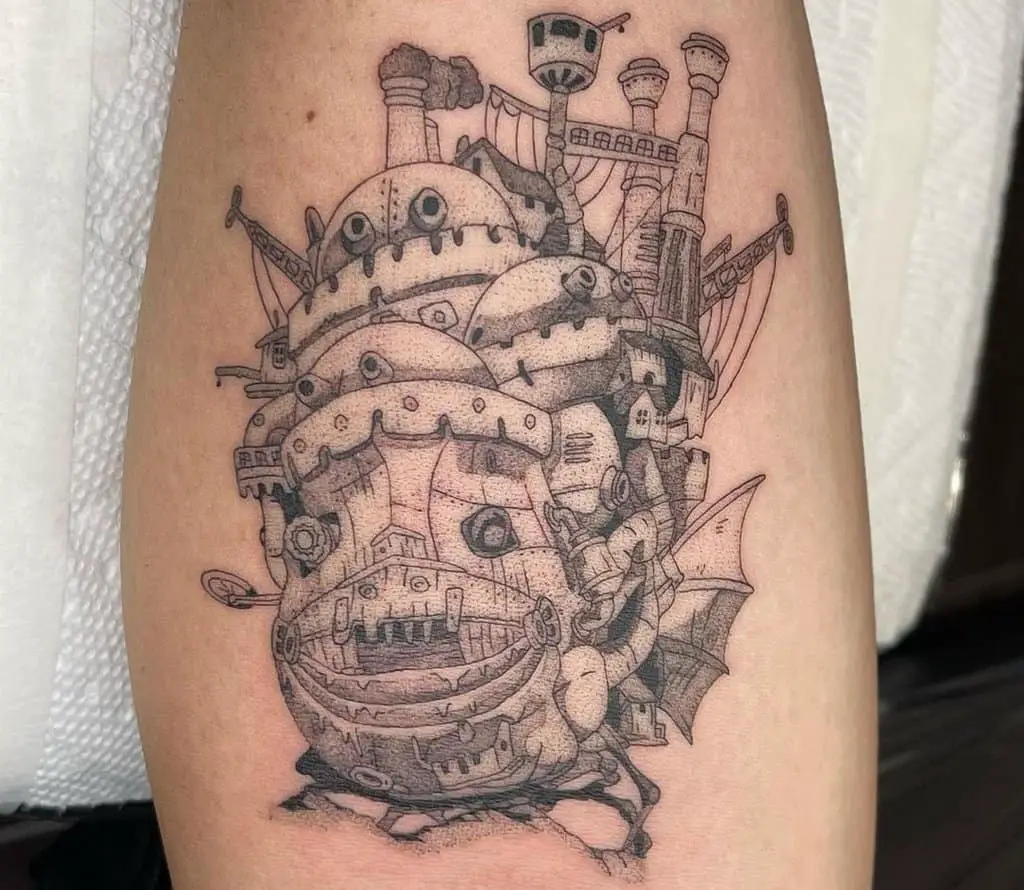 howl's moving castle minimalistic tattoo