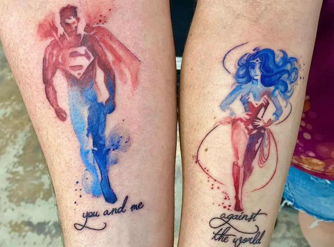 Superman and Wonder Woman tattoo 