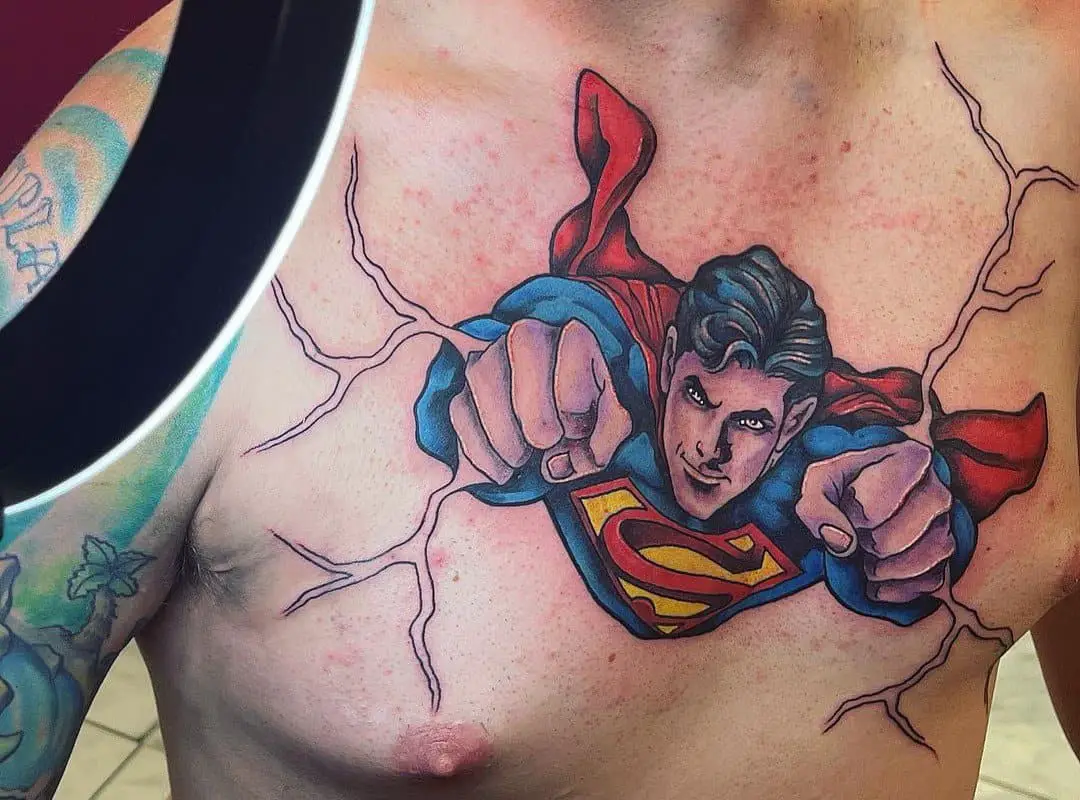 superman flying forward tattoo