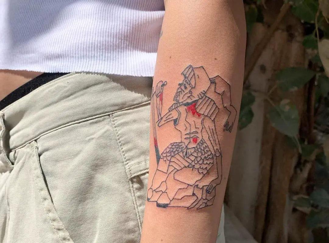 Knight tattoo on the forearm
