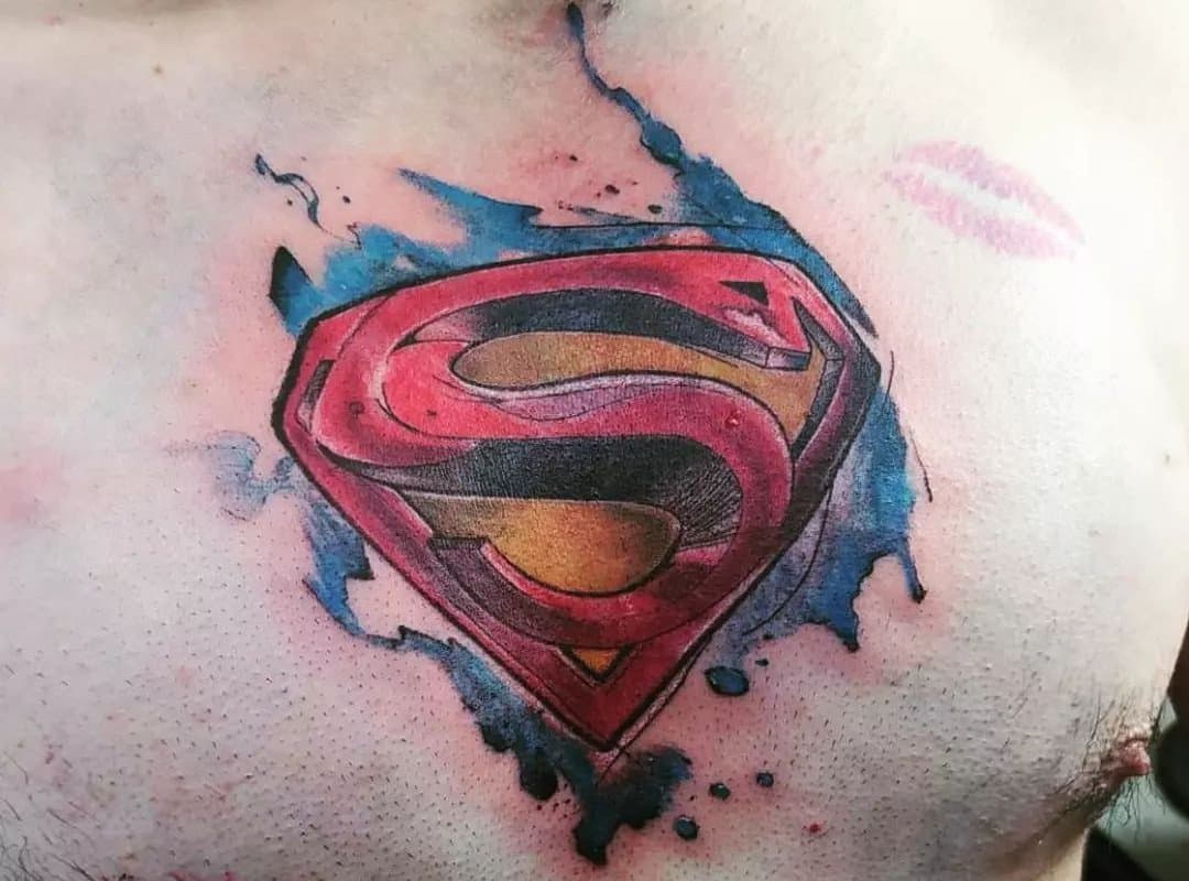 3d superman emblem tattoo