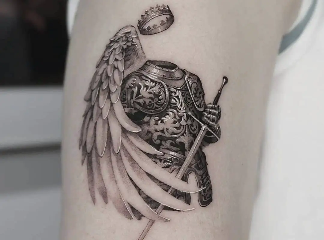 Tattoo of an invisible knight in a crown