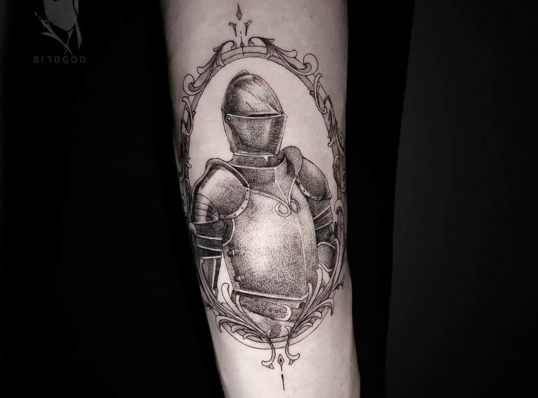 Tattoo of a knight in the mirror