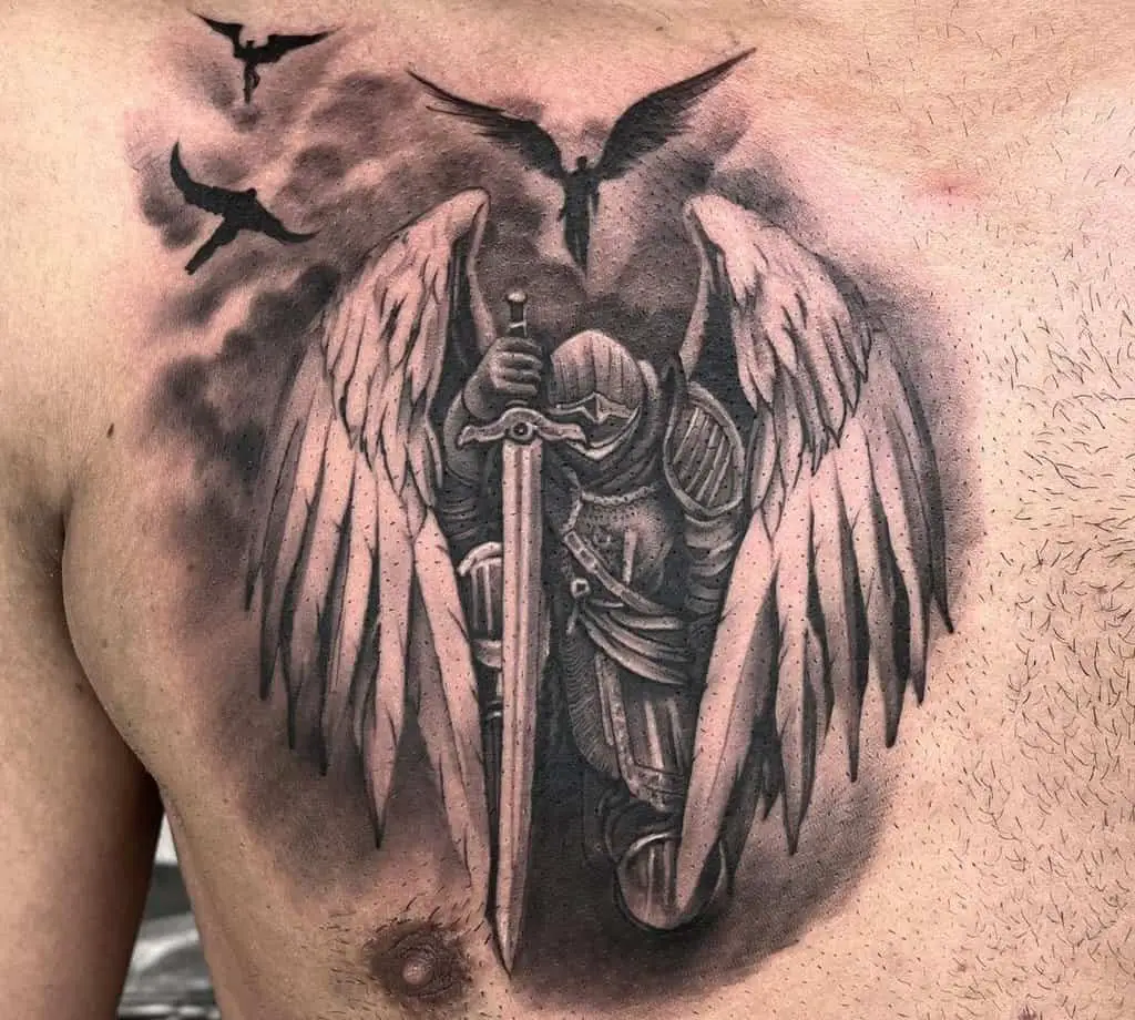 Tattoo of a knight with wings