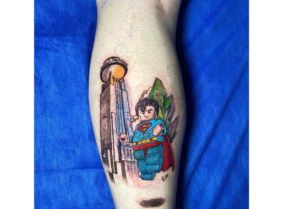 lego superman flying tattoo