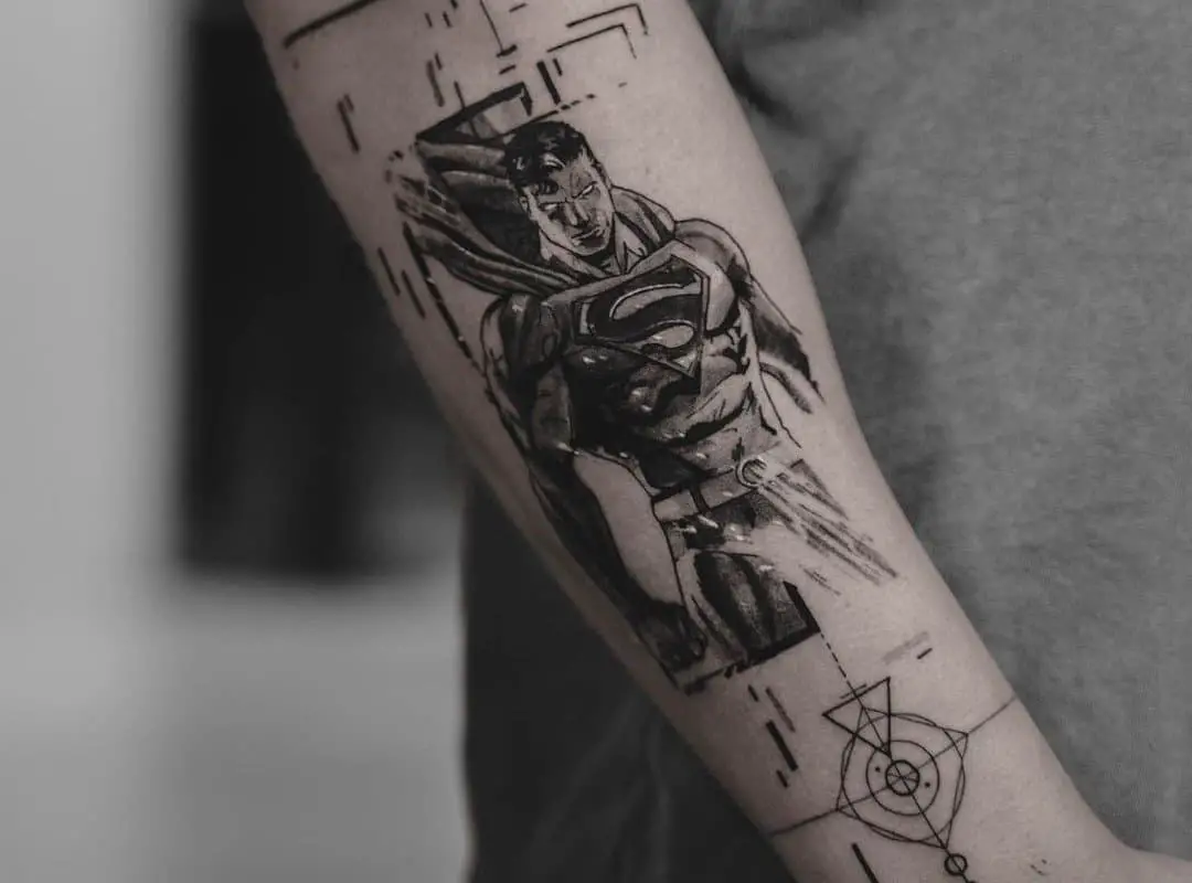 black and white superman tattoo 