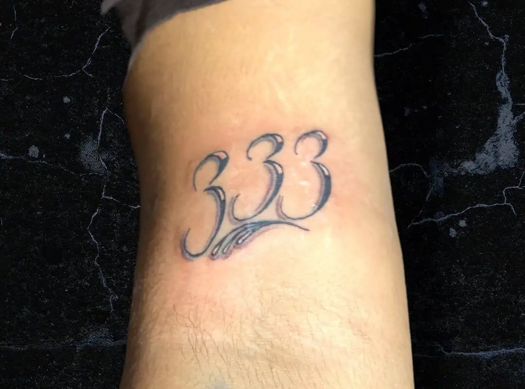 333 tattoo in italics