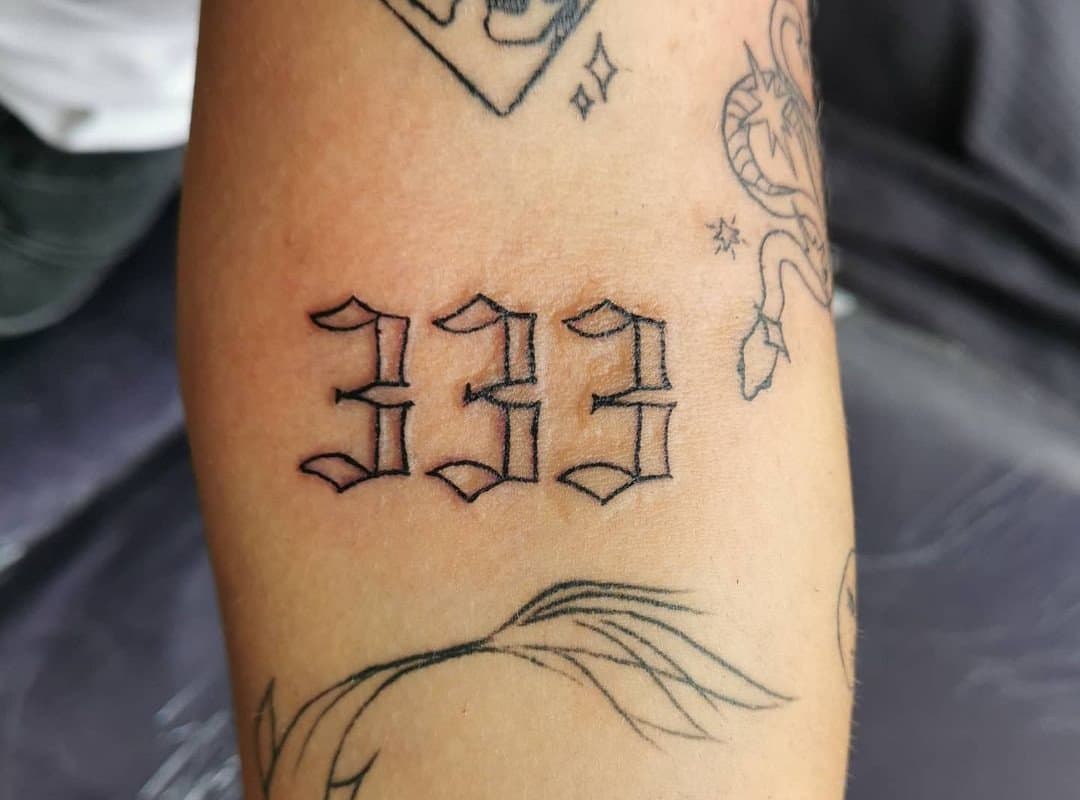333 tattoo on the hand
