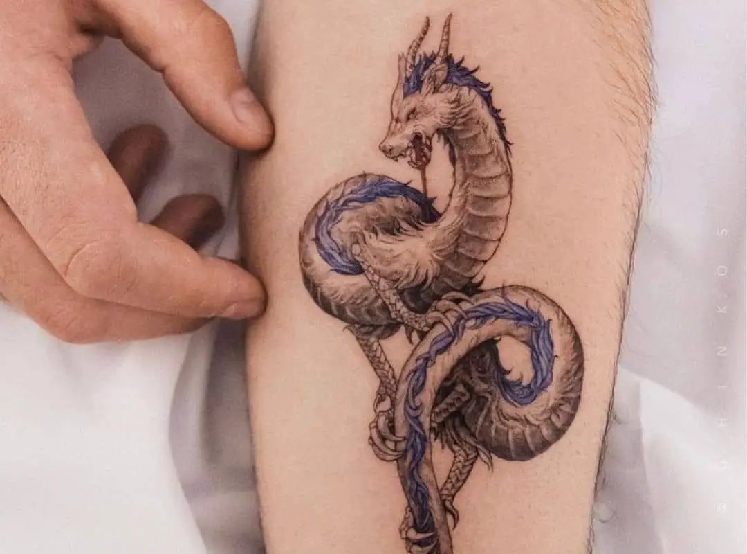 3D Haku dragon arm tattoo