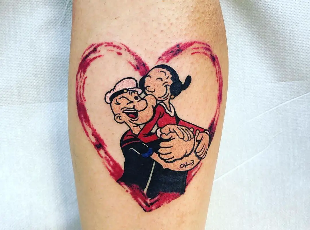 Popeye sailor tattoo with a girl