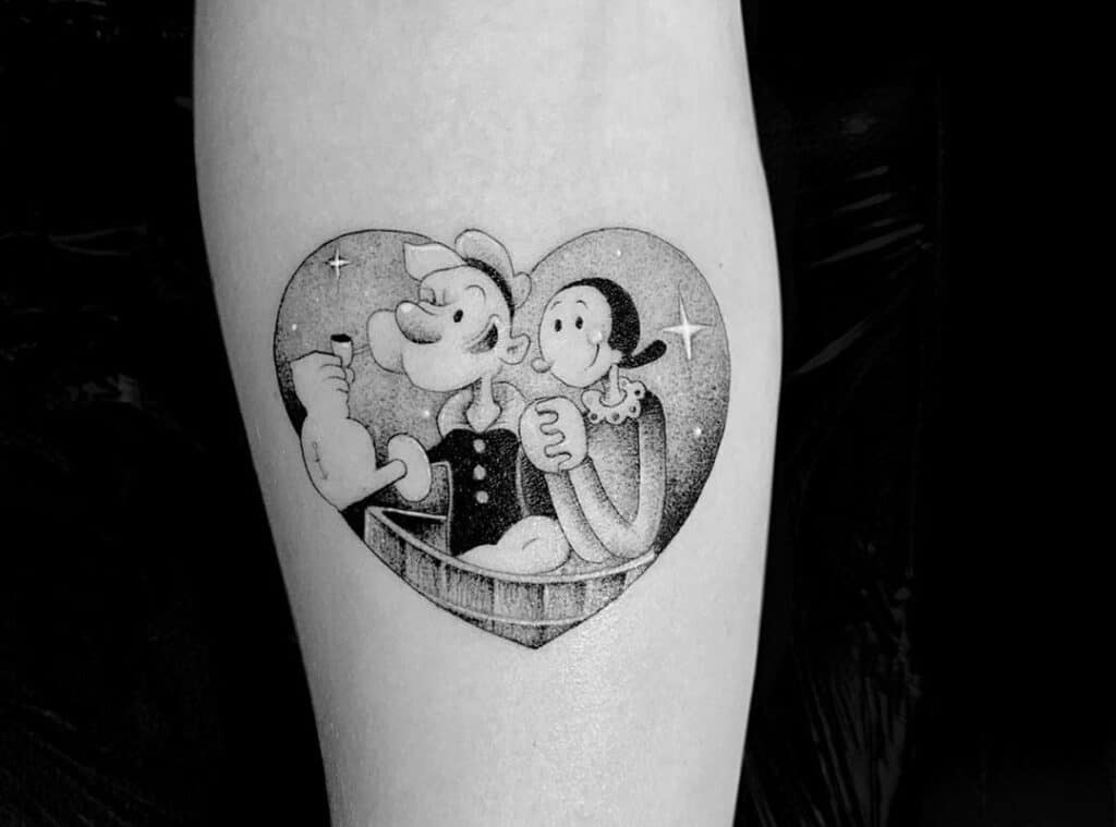 Popeye sailor tattoo with his beloved