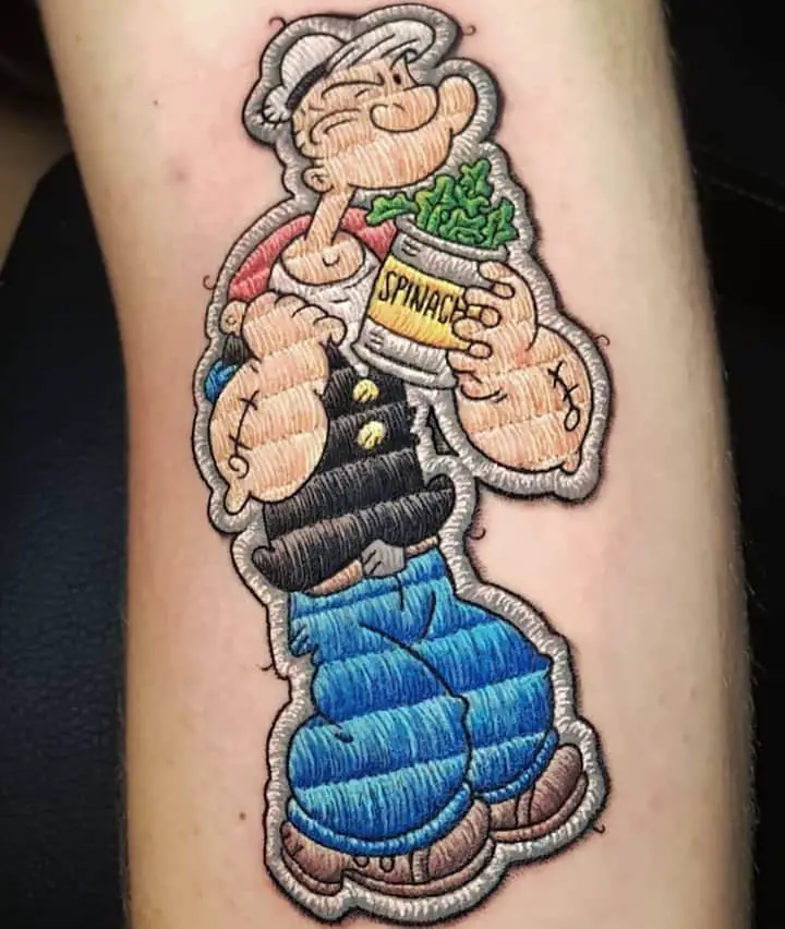 sailor papaya tattoo with spinach