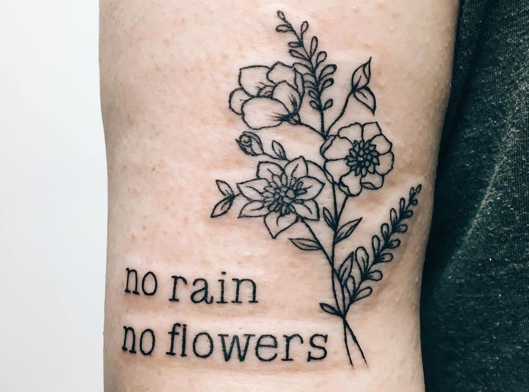 Rain and flowers tattoo