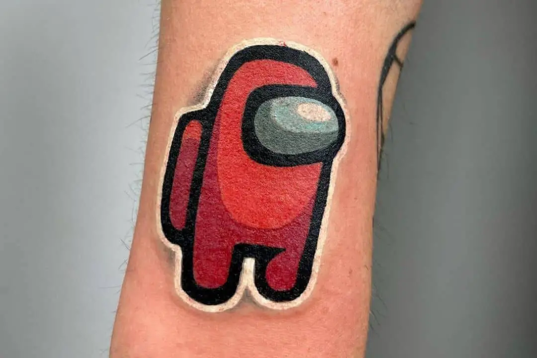 Red crewmate arm tattoo