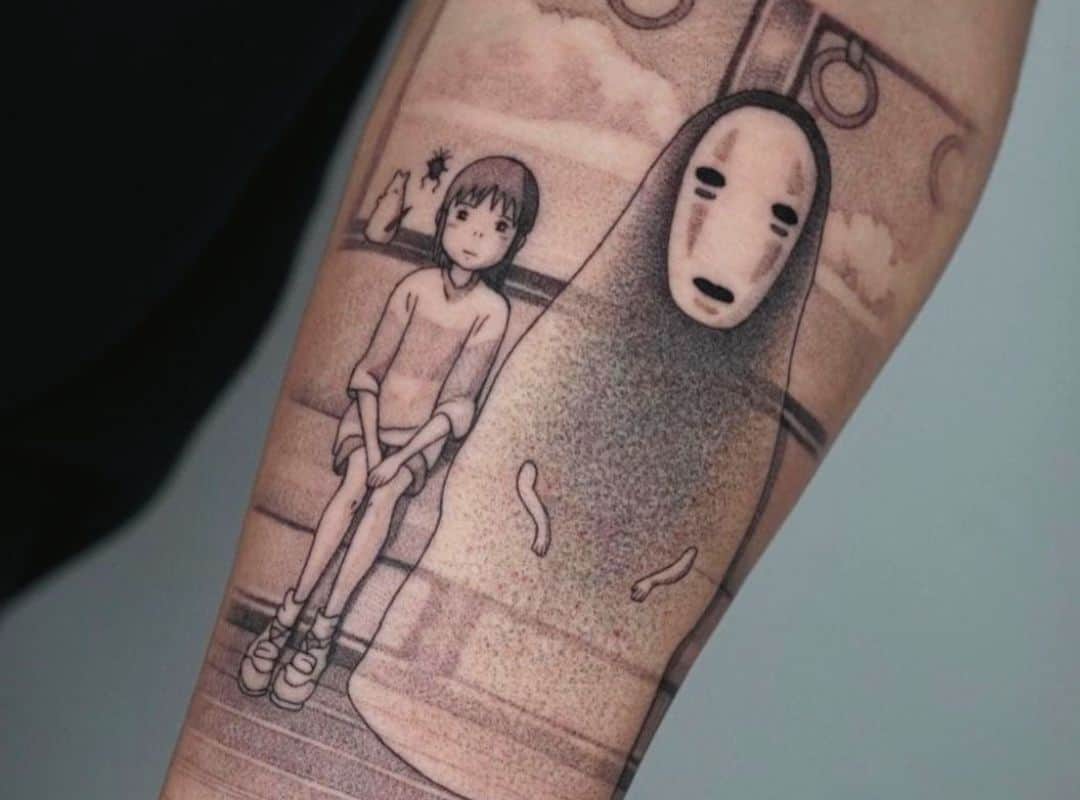 Chihiro and No Face arm tattoo