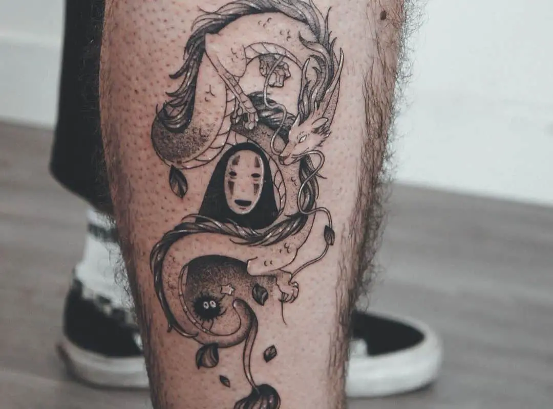 No Face surrounded by Haku tattoo