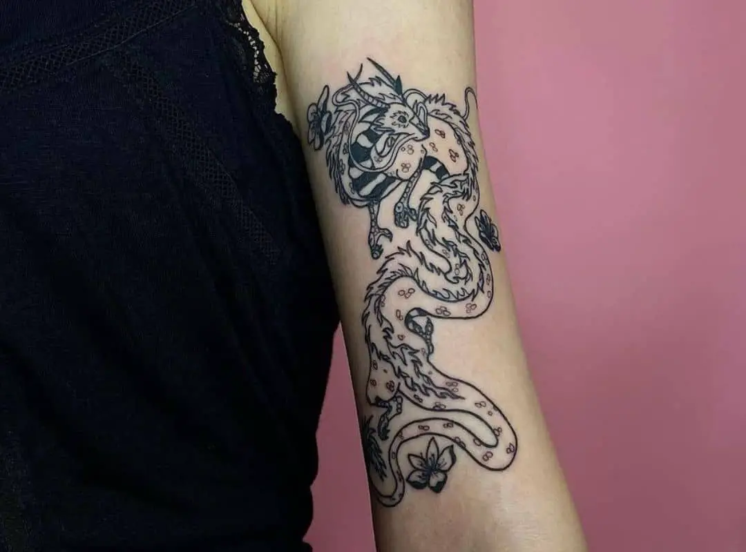 Outline Haku arm tattoo