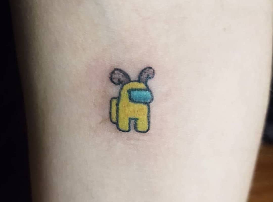 Yellow crewmate with horns tattoo