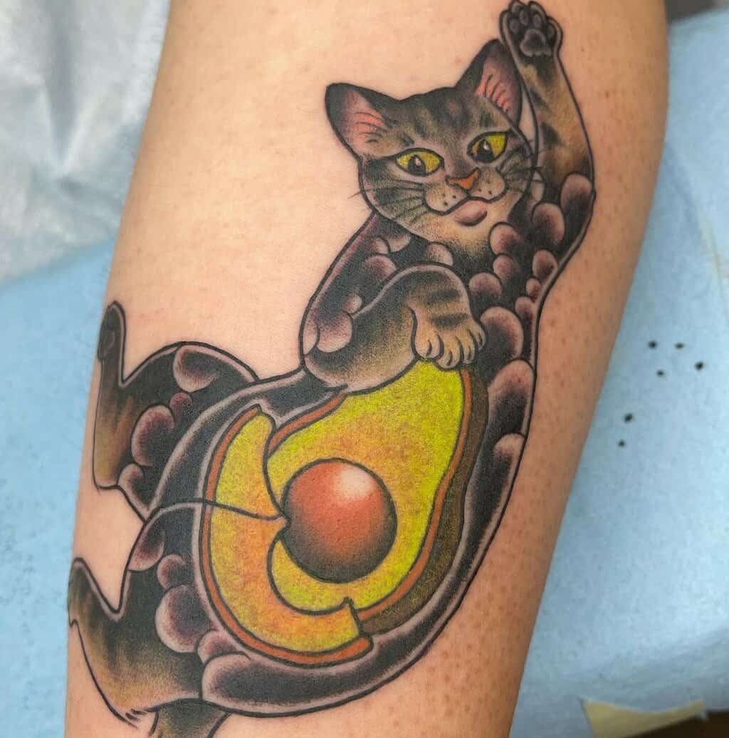 black avocado cat tattoo