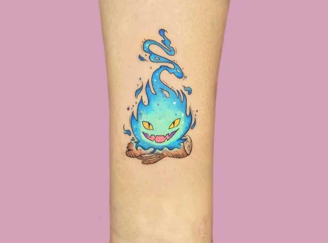 blue calcifer tattoo