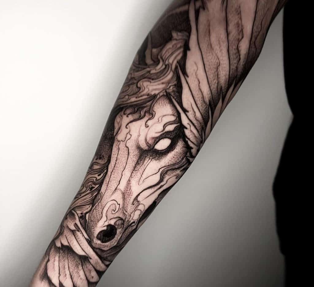black gothic pegasus tattoo