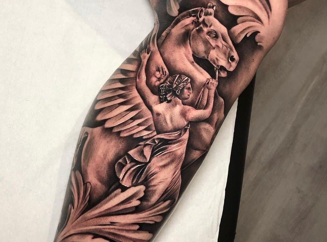 pegasus tattoo with rider