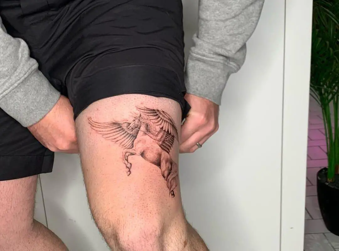 realistic tattoo of a pegasus