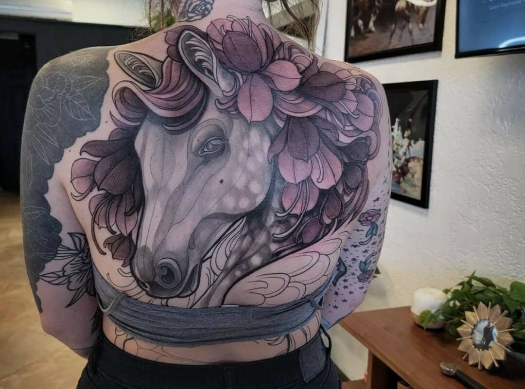 Full back pegasus tattoo