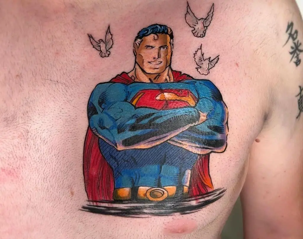 Superman tattoo on the chest