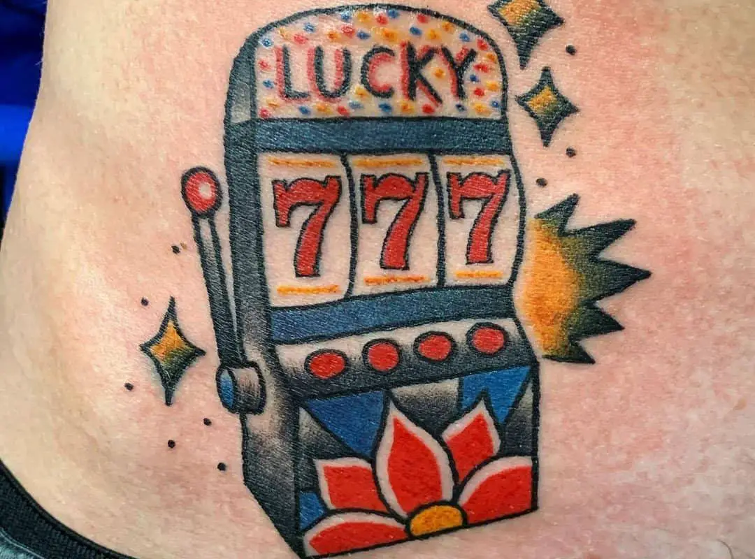 tattoo slot machine shows three seven