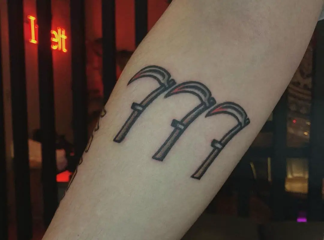 three sevens tattoo in gothic style