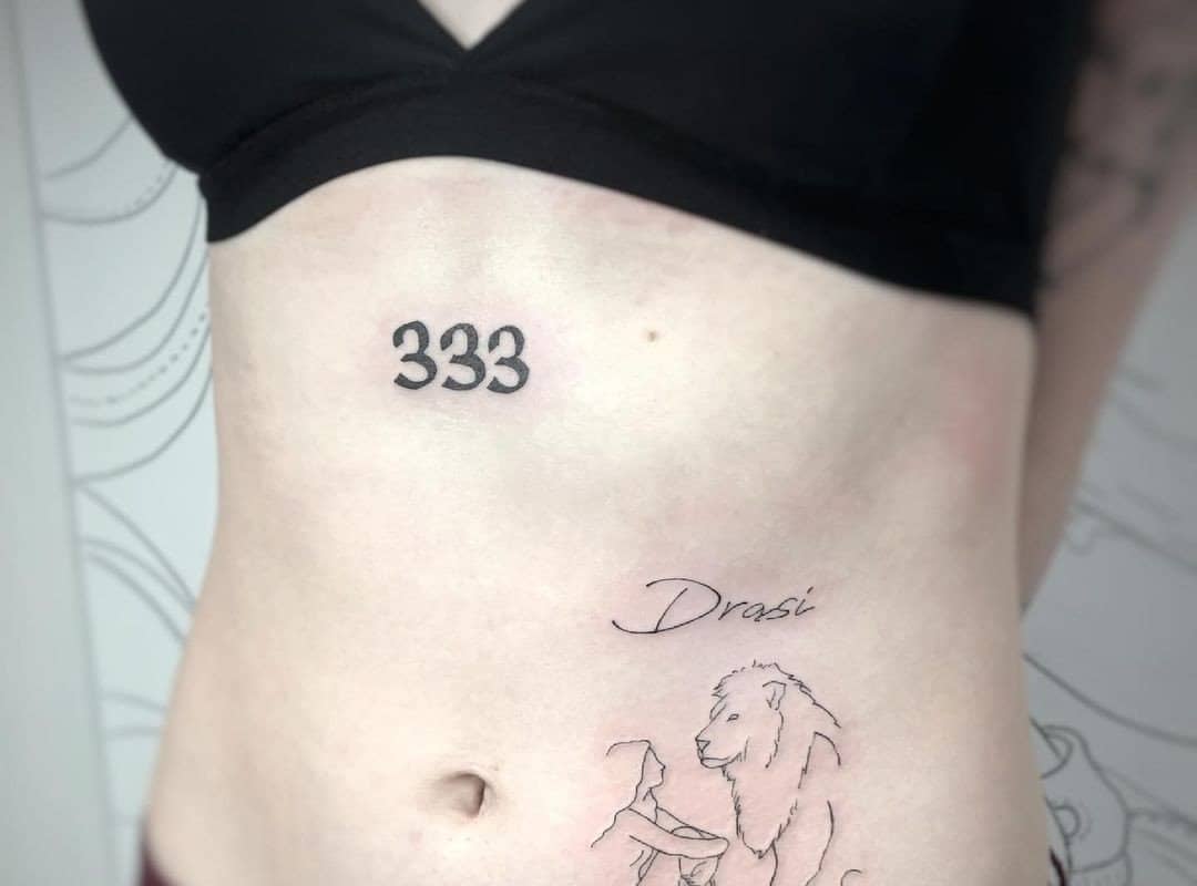 three triplets tattoo on the belly
