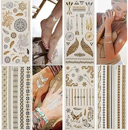 Different Ways To Wear Gold Temporary Tattoos